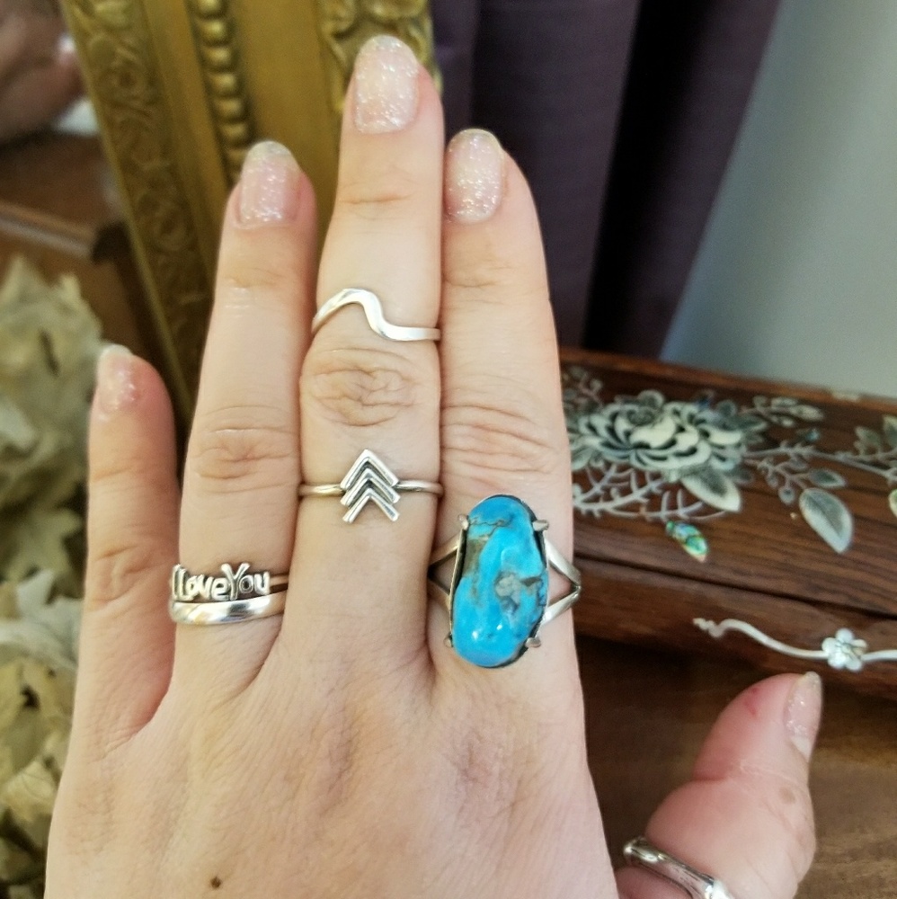 Sterling Morenci Turquoise Nugget Ring